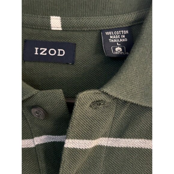Izod Polo Shirt Mens Size Large Green w/Stripes NEW WITH TAGS! - Picture 3 of 5